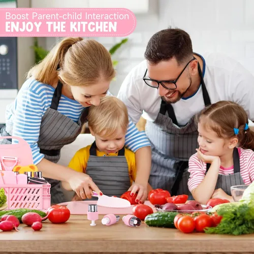 Miniatura 5 de Suhctuptx Juego de cuchillos para niños pequeños, juego de cuchillos para cocina real, cuchillos seguros para niños con tabla de cortar, cortadores
