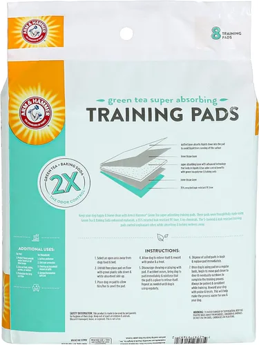 Miniatura 7 de Arm & Hammer Green Tea - Almohadillas de entrenamiento para mascotas, 8 unidades, súper absorbentes con té verde y bicarbonato de sodio, control