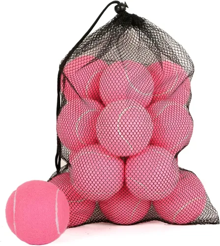 Miniatura 10 de Juego de 12/18 pelotas de tenis para entrenamiento, juego para perros y práctica con bolsa de malla para transporte y entrenamiento