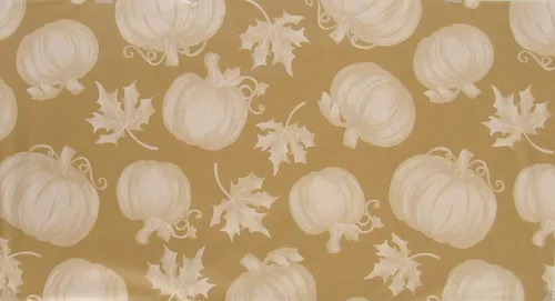 Miniatura 3 de Erlene Home Fashions Impresión de hojas de otoño y calabazas en varios colores mantel de franela de vinilo (dorado, cuadrado de 52 x 52 pulgadas)