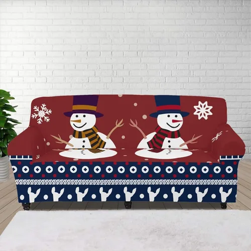 Miniatura 7 de GIFTPUZZ Funda de sofá roja navideña, protector de sofá con parte inferior elástica para sala de estar, dormitorio y decoración de oficina, elegante