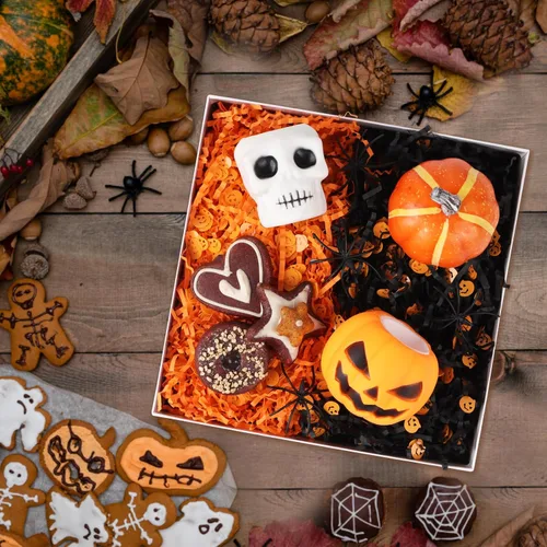 Miniatura 4 de LOMIMOS Papel de rafia de Halloween de 15.87 oz/1 libra, triturado negro y naranja con confeti de calabaza para envolver regalos, manualidades