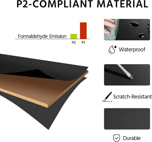 Miniatura 7 de Yaheetech Mesa de centro negra de madera de 2 niveles con estante de almacenamiento para sala de estar, mesa de cóctel con diseño en X, muebles