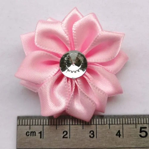 Miniatura 2 de Chenkou Craft 40 piezas de flores de cinta de raso con perlas de boda DIY apliques (Multi)
