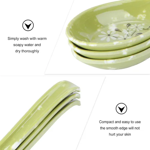 Miniatura 8 de Yardwe 8pcs imitación cerámica mango sopa cucharas gachas utensilios para cocina casera vajilla elegante para cocinar y servir verde