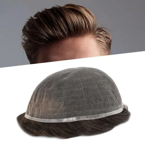 Miniatura 22 de Toupee para hombres completo encaje francés hombres toupee hairpieces 100% europeo cabello humano reemplazo sistema hombres piezas de pelo protesis