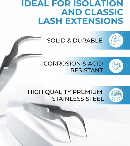 Miniatura 3 de Stacy Lash STL-8 Pinzas de extensión de pestañas curvas/Herramienta separadora de pestañas/Suministros para aislamiento de pestañas postizas Stl-8