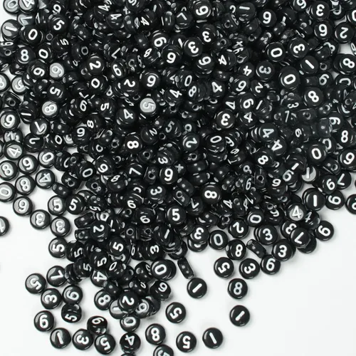 Miniatura 4 de 1000 cuentas numéricas redondas y blancas de 0-9 cuentas mixtas de 0.157 x 0.276 in de plástico, cuentas sueltas para hacer joyas y pulseras