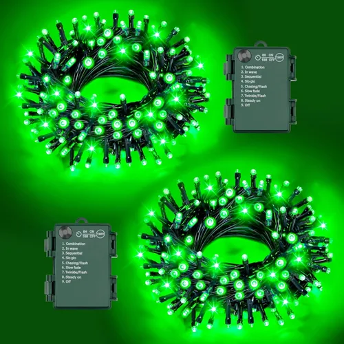 Miniatura 17 de Luces de Cadena de Halloween Total 100LED Operadas por Batería Exteriores 8 Modos con Temporizador 16.4Pies*2, 50LED*2 Luces de Hadas Impermeables