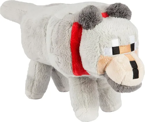 Lobo de peluche de Minecraft con etiqueta, 15 In