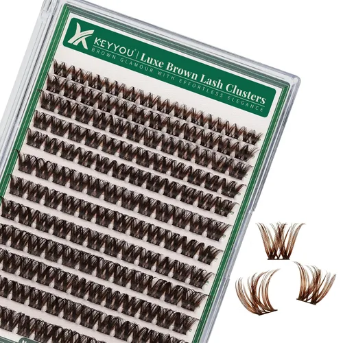 Miniatura 111 de KEYYOU Racimos de pestañas, 96 piezas de extensiones de pestañas DIY, rizado D de 16 mm, negro, realista, no irritante, fácil de colocar en casa