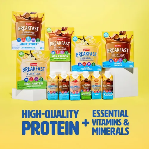 Miniatura 2 de Carnation Breakfast Essentials Polvo de bebida nutricional Light Start Sabor rico chocolate con leche, caja de 8 paquetes de 20 g (0,705 oz)