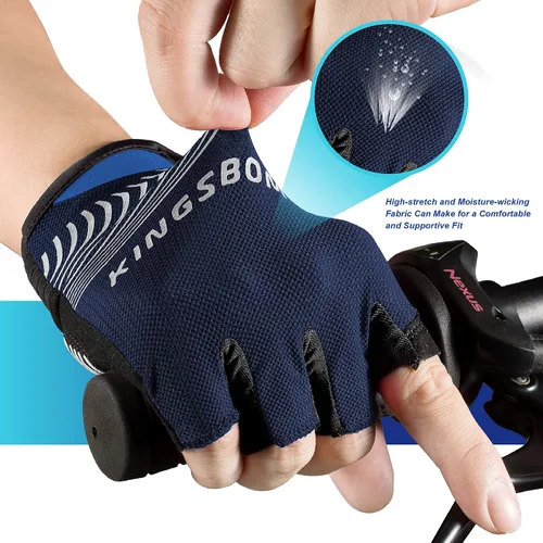 Miniatura 5 de KINGSBOM Guantes de ciclismo que absorben los golpes con almohadilla de gel de silicona ligera, transpirables y antideslizantes para hombres