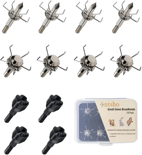 Miniatura 12 de 100/125 Grain Small Game Broadheads 12PK Judo Points Small Game Arrow Tips Screw-in Arrowheads Negro 125 Grano