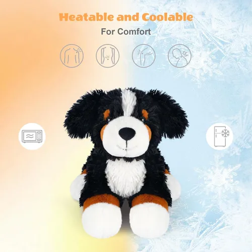 Miniatura 3 de SuzziPals Perro gran boyero suizo de peluche calefactable y enfriable, almohadilla térmica apta para microondas para calma y relajación, perro