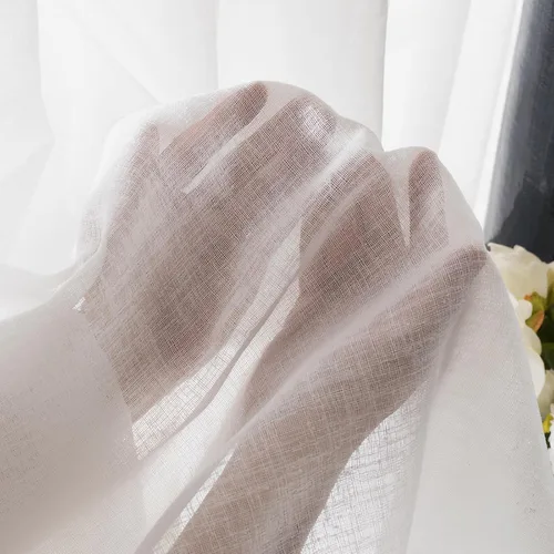 Miniatura 4 de Cortinas traslúcidas para ventana de 45 pulgadas de largo, paneles de cortinas traslúcidas semi plisadas blancas con borde negro, 26 pulgadas