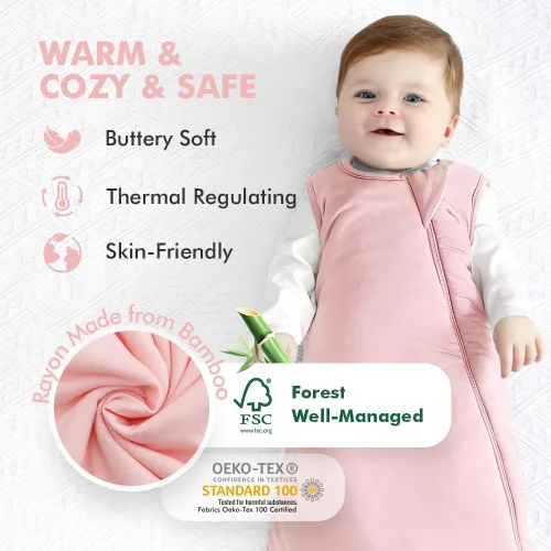 Miniatura 2 de HAPIU Saco de dormir unisex de rayón hecho de bambú TOG 1.0, cremallera premium de 2 vías, manta portátil para bebé