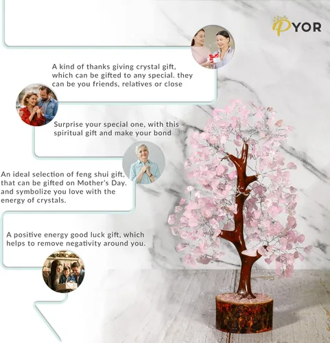 Miniatura 4 de PYOR Árbol de cuarzo rosa, árbol de gemas, accesorios de escritorio rosa, regalos para mujeres, decoración del hogar, cuarzo rosa, regalos de Acción