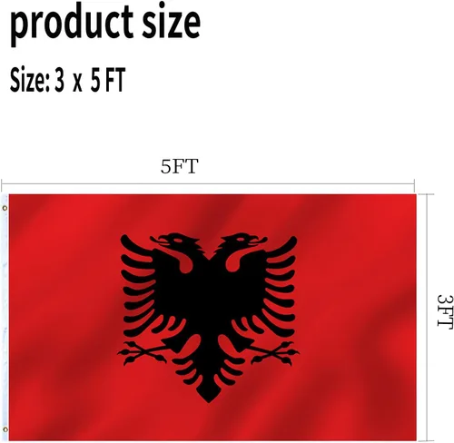 Miniatura 7 de Bandera albanesa de Albania 3x5 doble cara para exteriores, banderas nacionales del país de alta resistencia de 3 capas de poliéster con 2 ojales
