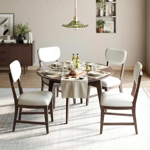 Miniatura 10 de COLAMY Juego de 2 sillas de comedor de madera maciza, modernas sillas de cocina tapizadas de mediados de siglo con cojín de 3.3 pulgadas de grosor