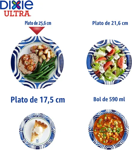 Miniatura 2 de Dixie Platos de papel ultragrandes, 10 pulgadas, 44 unidades, 3 veces más fuertes, resistentes, aptos para microondas, a prueba de remojo