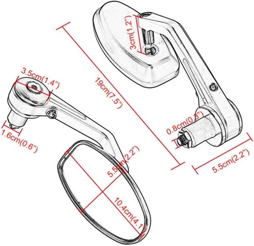 Miniatura 2 de Accesorios para motocicleta Espejo de extremo de manillar retrovisor para Yamaha FAZER 600 Cygnus 125 R1 2007 2008 R1 2008 NMAX 155 FZ25 SR 250