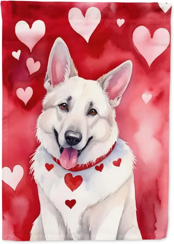Miniatura 101 de Caroline's Treasures DAC5292CHF - Bandera de Border Collie My Valentine House para porche, grande, con manga para porche, para colgar en la pared