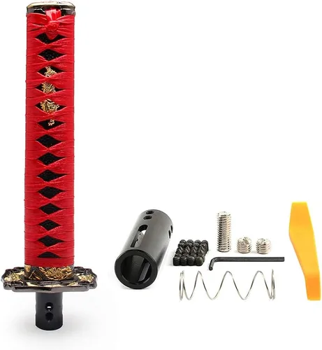 Miniatura 10 de Katana - Pomo de palanca de cambios automática para bloqueo y botón de transmisión automática, espada samurái, palanca de cambios individual