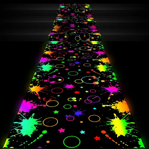 Miniatura 8 de Haull Pista de Baile con Luz Neón de 236 x 39 Pulgadas que Brilla en la Oscuridad, Corredor de Piso que Brilla en la Oscuridad, Decoraciones