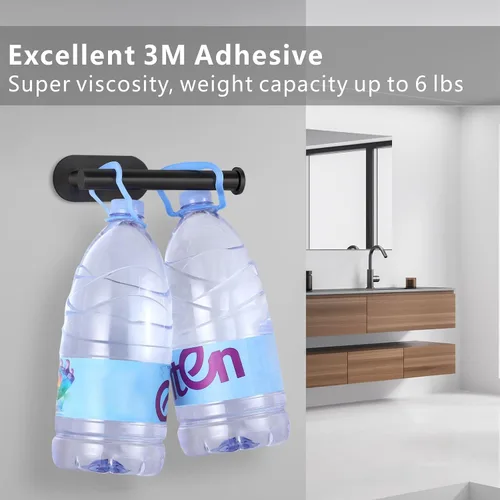 Miniatura 3 de Soporte para papel higiénico autoadhesivo, sin taladrar para baño, baño, baño, soporte de pared, acero inoxidable (negro)