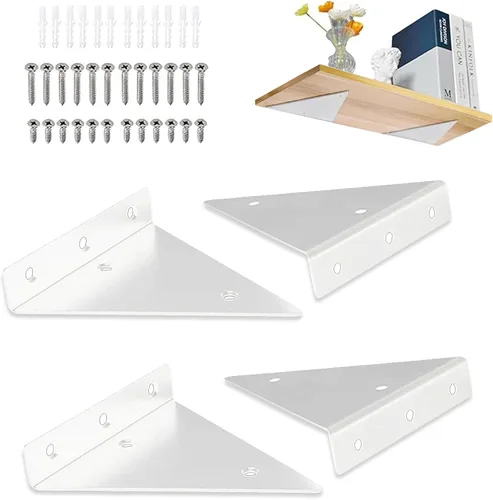 Miniatura 10 de 4 paquetes de soportes flotantes para estantes pequeños de 4 x 3 pulgadas, soporte de estante flotante de 4 pulgadas, soportes de estantes