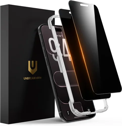 Miniatura 17 de UNBREAKcable Protector de pantalla de privacidad para iPhone 17 Pro, cobertura completa, vidrio templado inastillable, antiespía de 28°, dureza 9H