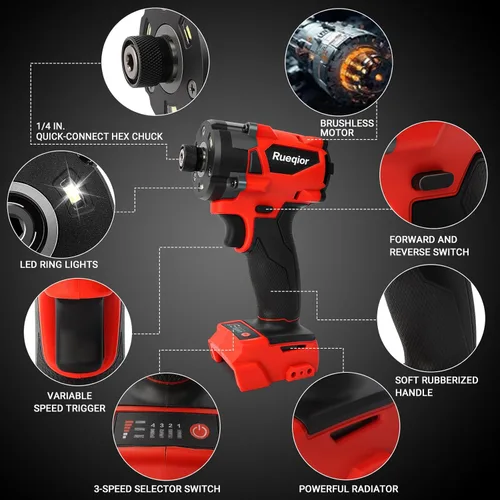 Miniatura 5 de Destornillador de impacto inalámbrico 2953-20 para batería Milwaukee M18, hasta 220 pies-libras (300 N.m) Destornillador de impacto sin escobillas