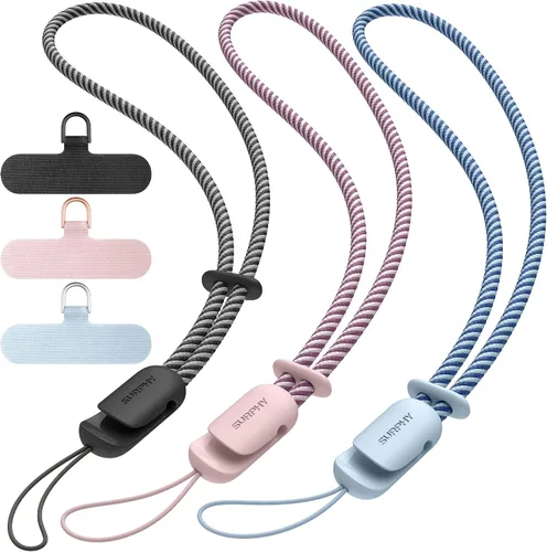 Miniatura 25 de SURPHY Paquete de 3 correas de muñeca para teléfono con lengüeta de sujeción para teléfono celular, correa para teléfono celular, correa para A