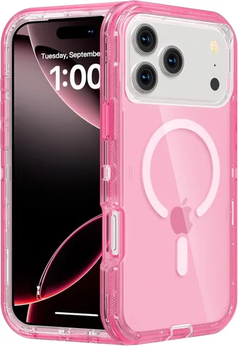 Follaroma para iPhone 17 Pro Max, Funda Compatible con MagSafe, Funda Magnética Transparente de Doble Capa, Funda Resistente Anti-Caída y a Prueba