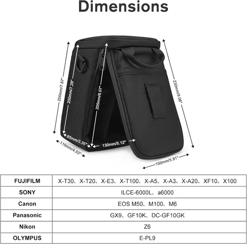 Miniatura 3 de S-ZONE - Bolsa impermeable para cámara con inserto para lentes, estuche cúbico compatible con Nikon, Canon Negro
