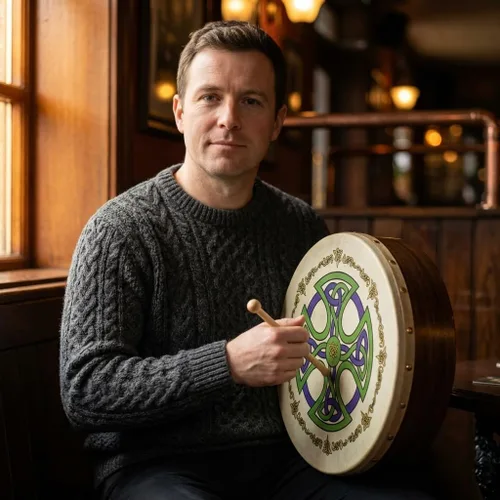 Miniatura 3 de Waltons Bodhrán 18 pulgadas (Brosna Cross) - Instrumento irlandés hecho a mano - Tono nítido y musical - Batidor de madera dura incluido con compra