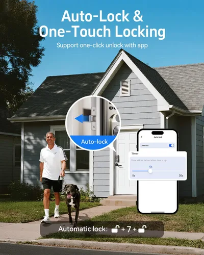 Miniatura 6 de Cerradura inteligente de entrada sin llave con teclado electrónico, control de aplicación y bloqueo automático, fácil de instalar para puerta Níquel