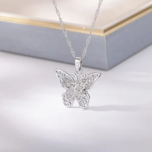 Miniatura 3 de VAttract Gargantilla de mariposa chapada en oro de 18 quilates, gargantilla de 15 pulgadas, gran regalo para esposa o novia, Metal, No es una piedra