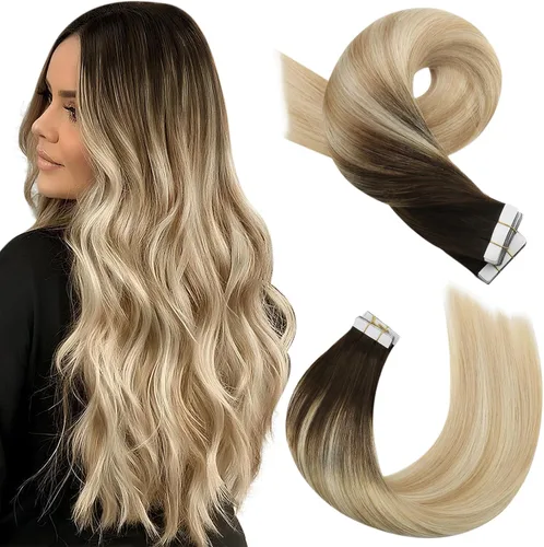 Miniatura 25 de Moresoo Extensiones de cabello humano real con cinta adhesiva, sin costuras, #1 negro azabache, 20 piezas, 1.76 oz (50 g), 24 pulgadas