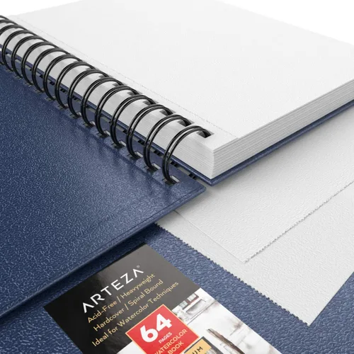 Miniatura 5 de ARTEZA Cuadernos de bocetos de acuarela, juego de 3, 64 páginas por libro, 5.5 x 8.5 pulgadas, cuadernos de espiral de tapa dura azul, papel