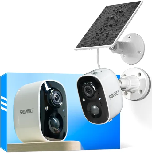 SOVMIKU CG6 Mejor cámara de seguridad solar inalámbrica para exteriores, cámara alimentada por batería, fácil de configurar, detección de movimiento