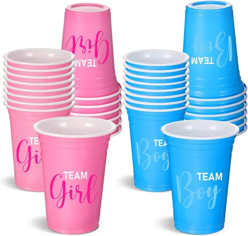 Norme 30 vasos de plástico para revelación de género, color azul y rosa, suministros de revelación de género, equipo y niña, desechables para