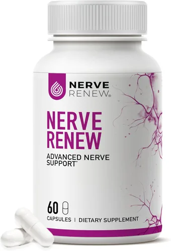 NERVE RENEW Apoyo nervioso avanzado: 300 mg de ácido R-alfa lipoico estabilizado, complejo de vitamina B, benfotiamina, hierbas para un apoyo de