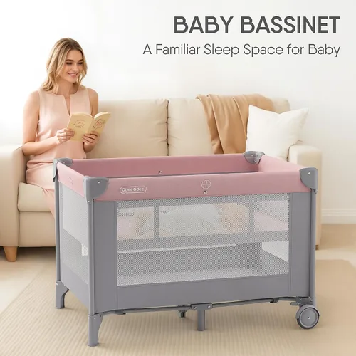 Miniatura 2 de Obee Odee Moisés para bebé 4 en 1 con corral, nido para dormir, cambiador, mosquitera y toldo, almacenamiento y juguetes para recién nacidos a niños