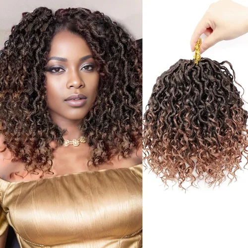 Miniatura 33 de Goddess Locs - Cabello de ganchillo de 8 pulgadas, 6 paquetes de rastas sintéticas de cabello de ganchillo para mujeres negras, cabello suave 1b