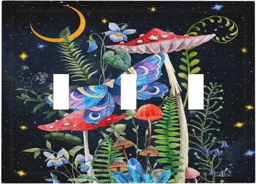 Miniatura 148 de Placa de pared decorativa en blanco de 1 gang sin dispositivo para receptáculo hippie de mediados de siglo 1970 años 60 abstracto boho años 70 sol