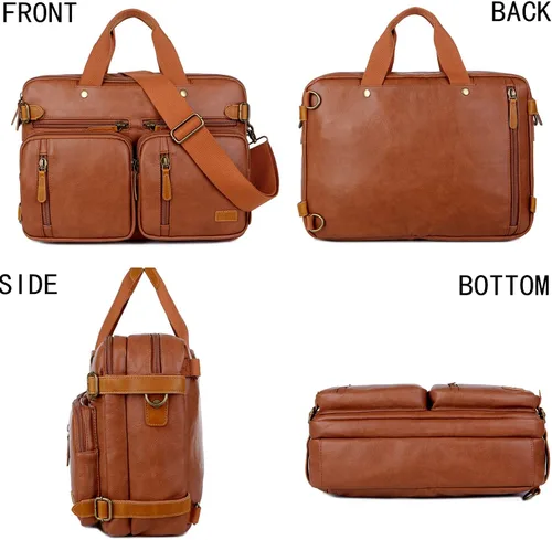 Miniatura 5 de Maletín de cuero vegano para hombre, mochila híbrida de 17 pulgadas, bolsa de mensajero de negocios HB-22