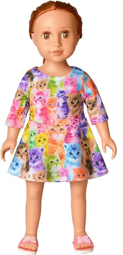 Miniatura 17 de Qpancy Vestidos a juego para muñecas y niñas, trajes de unicornio de manga larga, ropa de algodón