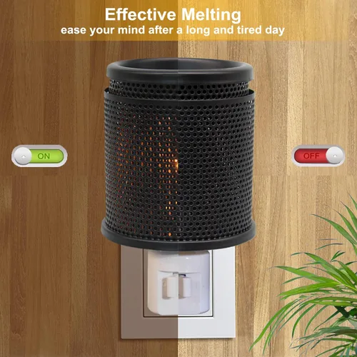 Miniatura 4 de CVHOMEDECO. Calentador eléctrico de cera para pared, calentador de tarta de metal doble perforado, calentador de velas decorativo para velas